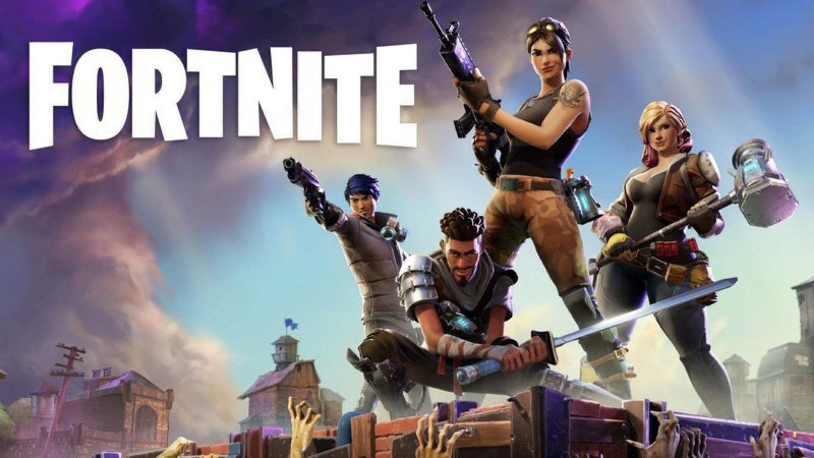 A player in Fortnite builds a structure while engaging in a battle, with colorful graphics and action in the background.